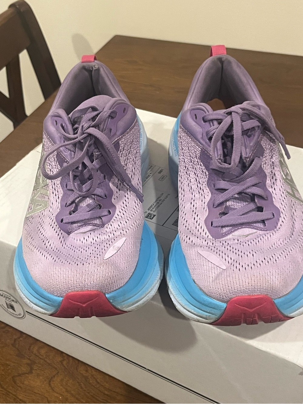 Hoka Women's Pink Purple Athletic Shoes with Blue Accents